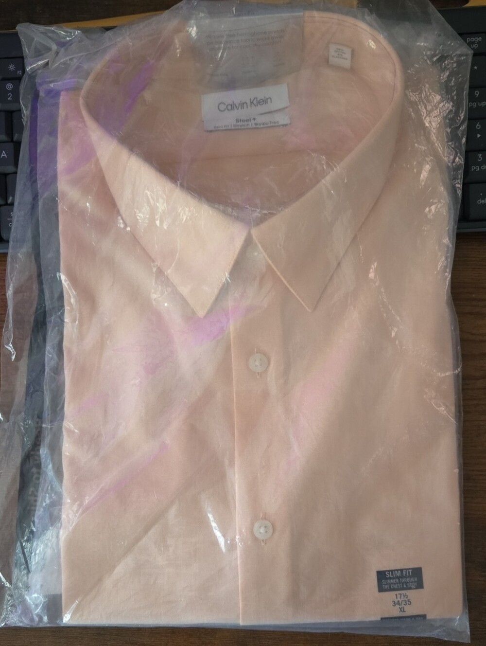 Calvin Klein Men’s Slim Fit Light Peach Dress Shirt